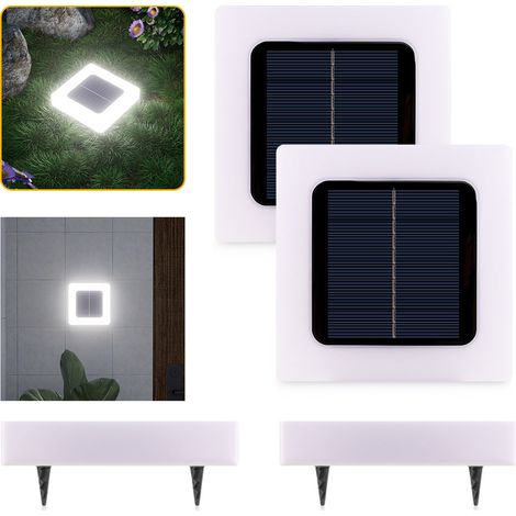 Lot de 4 lampes solaires pour chemin, lampes solaires au sol, éclairage étanche extérieur pour jardin,pelouse,terrasse,trottoir (lumière blanche) (1/5)