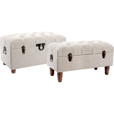 Descalzadora Set 2 Madera 81X42X43 Beige MB131136 (1/4)