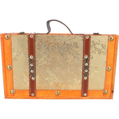Valise vintage en bois, 34,2 x 20 x 11 cm, bagage décoratif portable pour le rangement d'objets à la maison, accessoire de photographie (1/5)