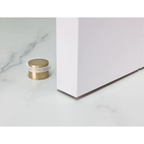EVI Herrajes Fermaporta Adesivo Base filettata 20 x 35 mm Gomma Bianca di Silicone Naturale Ottone Finitura Opaca Fissaggio semplice 100% funzionale Mod. I-103/28 (1/5)