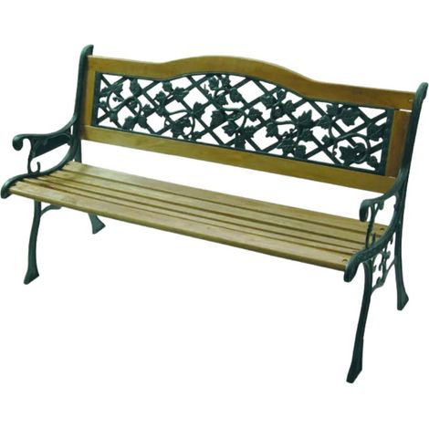 Banco hierro fundido madera flora exterior 126x56xH76 cm - Kg.26