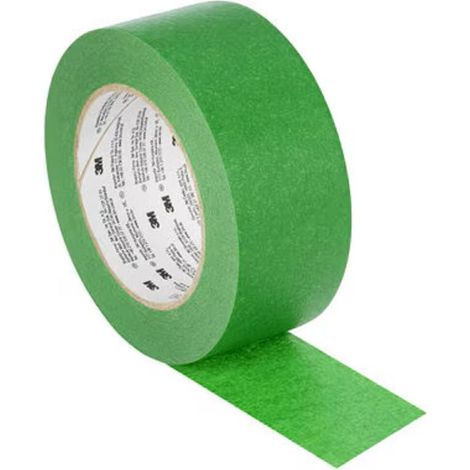 cinta de enmascarar. papel crepé. adhesivo caucho. verde. ancho 48mm - 3m