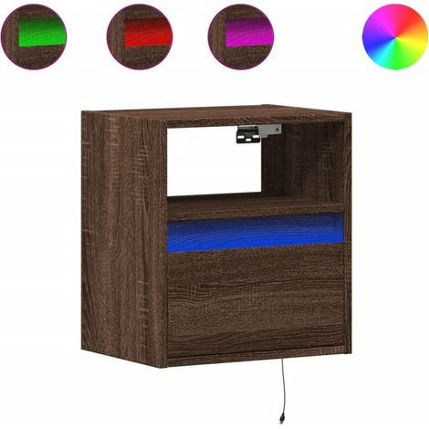 Maison Exclusive - Wand-Nachttisch mit LED-Leuchten Braun Eichen-