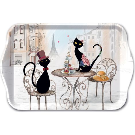 Mini plateau rectangulaire en mélamine chats parisiens