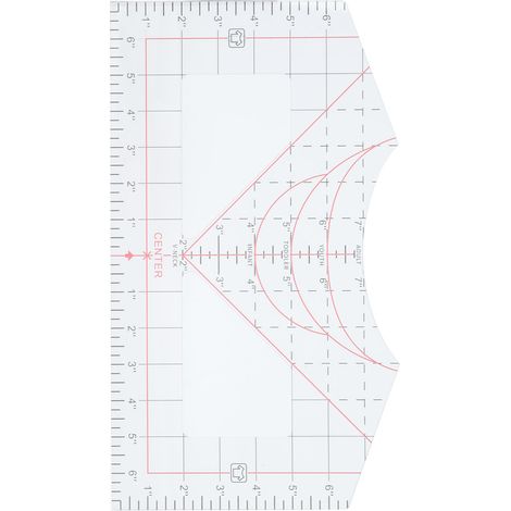 Outil de guidage pour t-shirts à col V transparent, avec repères d'alignement et gabarits ronds pour centrer le motif. Outil de mesure pour presse à chaud. (1/5)