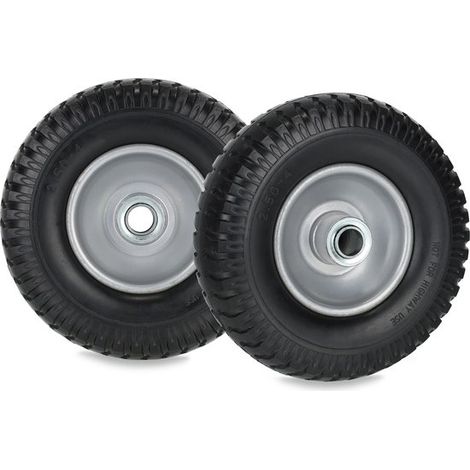 Roue de brouette - lot de 2 - 2.50-4 - caoutchouc plein - jante en acier - 80 kg - noir-gris (1/5)