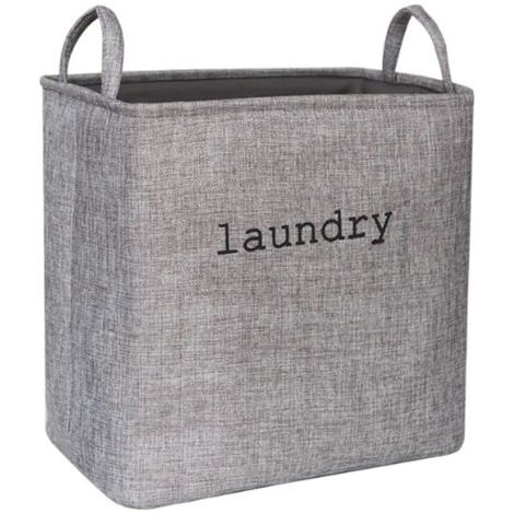 Panier à linge pliable en tissu - 35 L - Panier à linge sale avec poignées de transport - Pour chambre, salle de bain ou buanderie - Gris (1/3)