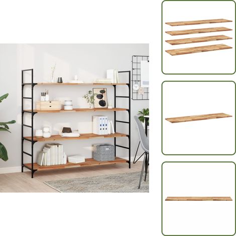 The Living Store Schweberegale 4 Stk. 160x40x2 cm Massivholz Akazie Ölbehandelt - Wandregal (1/5)