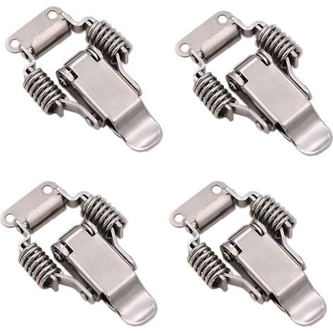 Quatre loquets à bascule en acier inoxydable, loquets à bascule pour boîtes de rangement, ouverture rapide pour outils à main, adaptés aux boîtes, tiroirs et armoires.