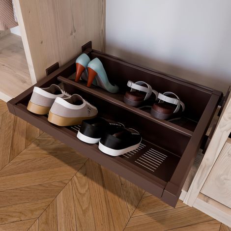 Cajón para Zapatos Extraíble Emuca Moka Aluminio 49x20x56 cm