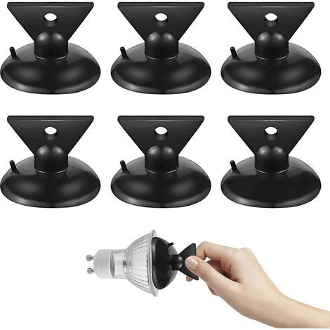 Outil de retrait GU10 en lot de 6, petit, à ventouse noire, pratique pour le remplacement d'ampoules à longue distance et sous plafond haut. (1/4)