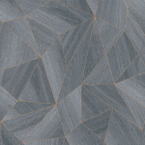 Papiers peints graphiques intissés pour bureau | Papier peint géométrique gris et doré | Tapisserie design graphique pour salon - 10,05 x 0,53 m (1/5)