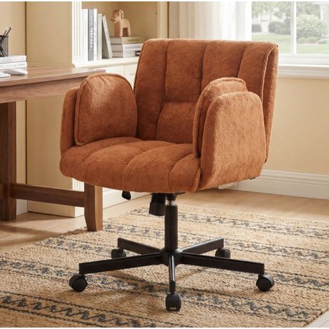 Bürostuhl 68x68x88-98 cm orange Stoff mit klappbaren Armlehnen und verstellbarer Lendenstütze (1/4)