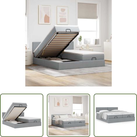 vidaXL Taschenfedern - Ottoman-Bett mit Matratzen Hellgrau 160x200 cm Stoff (1/5)