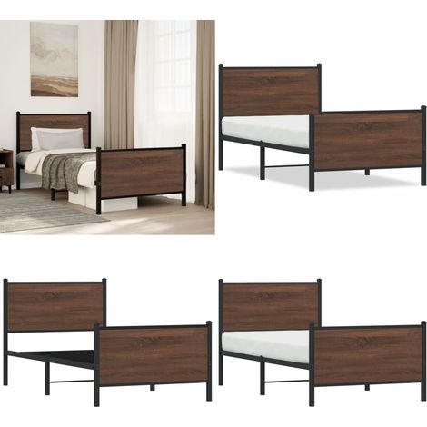 Metallbett ohne Matratze Braun Eichen-Optik 90x200 cm - Metallbett - Doppelbett - Boxspringbetten - Eiche Optik - Bettsystem - Home & Living (1/5)