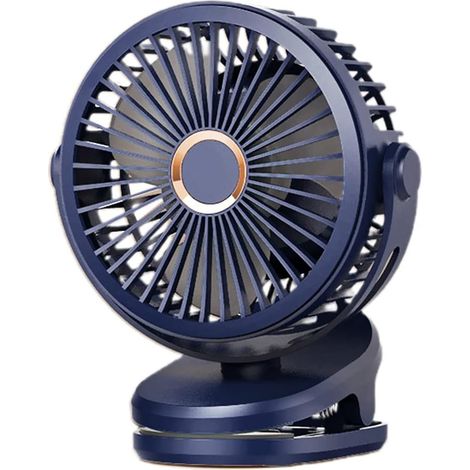Miniature clip-on fan 10,000 mAh, dark blue, 4 speeds, (6 inches), USB rechargeable. (1/4)