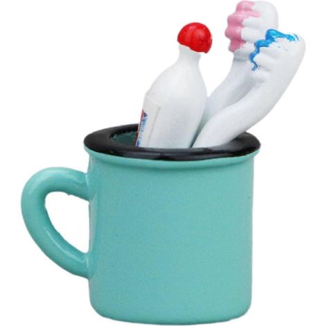 Ensemble miniature de dentifrice, brosse à dents et mini-gobelet en alliage réaliste pour poupées 1:6 et 1:12.-A-Green (1/5)