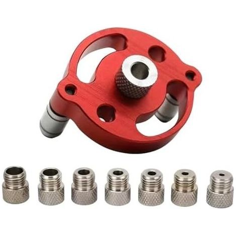 3/4/5/6/7/8/9/10mm Self-Centering Vertical Drilling Jig Kit, Drill Bushings, Straight Hole Puncher for Woodworking, Positioning Jig Locator Tool (Red) (1/5)