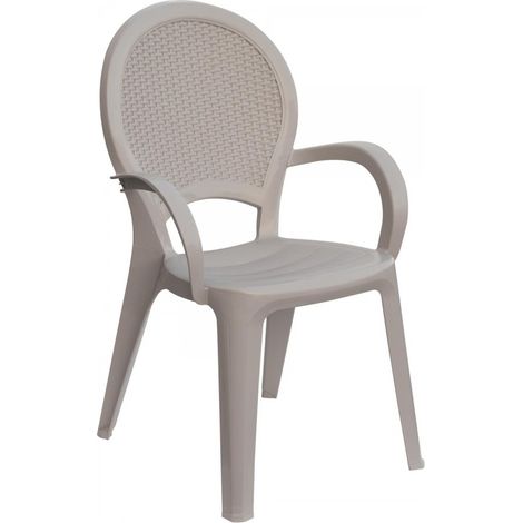 Poltrona Paloma da giardino schienale rattan impilabile con braccioli Marrone (1/3)