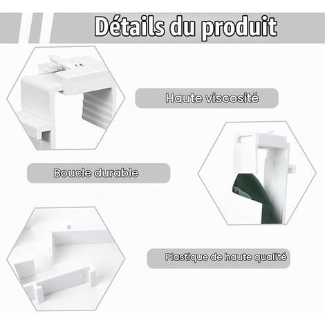 Set of Long Clip Brackets for Double Roller Blinds, No Drilling Required, No Drilling for PVC Windows, Roller Blind for Roller Blinds Duo Venetian Blinds (1/4)