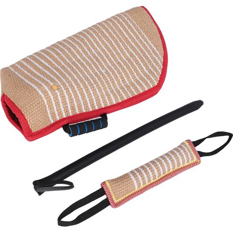 Ensemble d'entraînement à la morsure de chien, 3 pièces, manchon de protection interactif, bâton d'agitation, oreiller, jouet de traction pour Malinois, berger allemand, dogue (1/5)