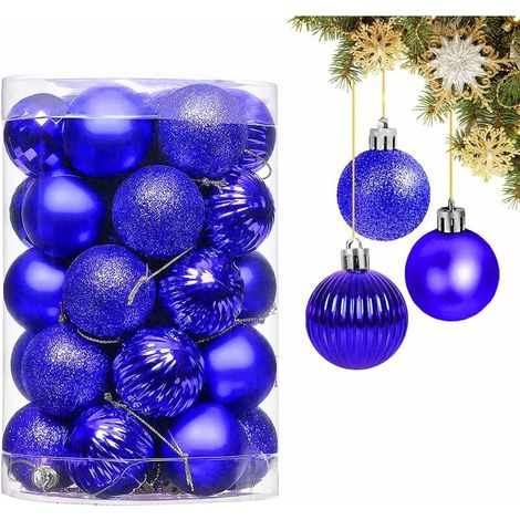 Boules De Noël Bleu, 34 Pièces Noel Decoration Sapin Boules Ornements Bleu Décoratifs Pendentifs, Objets de Décoration de Noël Suspension pour Deco Sapin, Guirlande Noel (1/4)