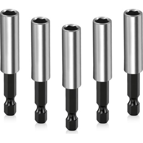 5 Pièces Porte-embouts Magnétiques, 60 mm 1/4" Embout Visseuse a Choc Tournevis Aimanté Extension D'embout à Changement Rapide pour Perceuses et Tournevis (1/5)