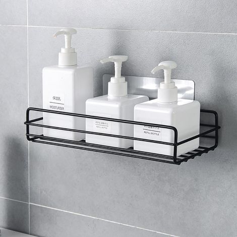 Etagère murale pour salle de bain en fer forgé avec ventouses - Organisateur de produits de toilette - 27.5 x 11 x 5.5 cm - Charge max 3 kg (1/5)