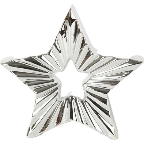 TrendLine Deko Stern Keramik16 x 3,5 x 15 cm silber