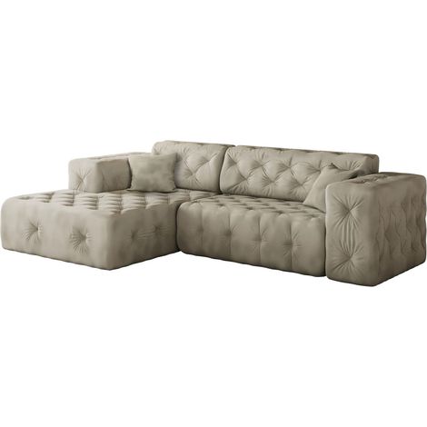 Freistehendes Ecksofa, stark gesteppt, weich, elegant LUX stoff Whisper Links Creme (1/4)