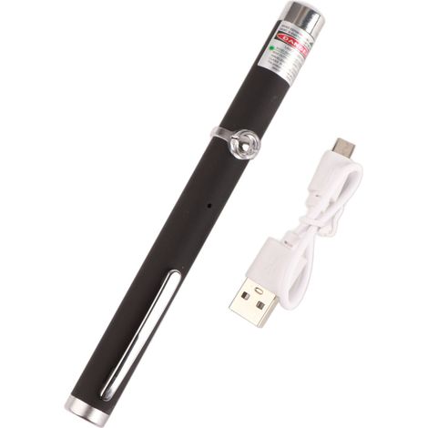 Stylo pointeur laser rechargeable USB, jouet interactif pour chats, faisceau vert, outil lumineux pour bureau et maison (1/5)