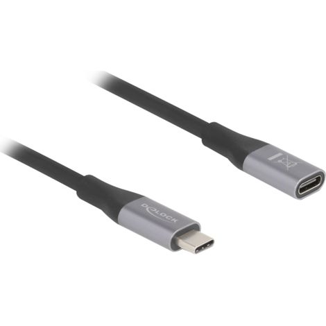 Cable dextension usb c delock male femelle 40 gbits 240 w pd 2 m - gris