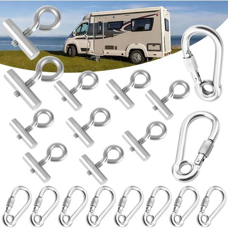 Lot de 10 Crochet pour Auvent Camping Car, Accessoire Camping Car M4 en Acier Inoxydable, Arrêt de Rail Caravane, Butoir Rail pour Camping-Car, Bateau (1/5)
