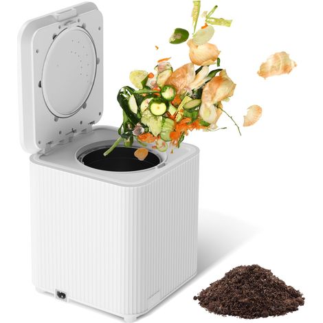 Composteur électrique de 3,5 litres pour la cuisine, bac à compost pour déchets alimentaires, transforme les déchets alimentaires en engrais de compost, blanc (1/5)