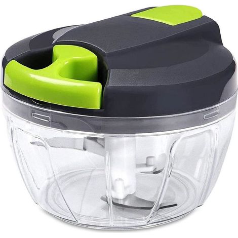 Mini Hachoir Manuel 500ml, Hachoir Oignon & Mixeur Manuel avc Acier Inoxydable 3 Lames, Coupe Oignon Manuel, Hachoir de Cuisine pour d'ail, Viande, Fruit, Carotte (1/5)
