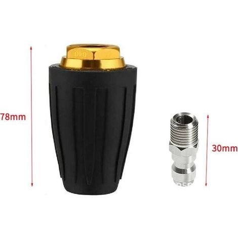 Buse turbo pour nettoyeurs haute pression, buse rotative et 7 embouts, raccord rapide 1/4", 4000 psi, noire (1/3)
