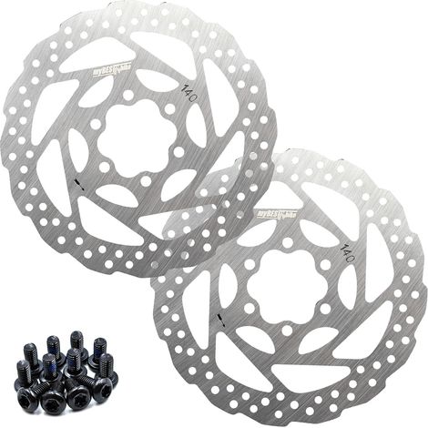 Lot de 2 disques de frein 140mm en acier inoxydable avec 12 vis T25 M5 x 10 mm pour vélo de montagne, VTT, BMX (1/4)