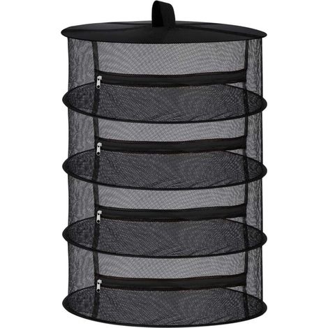 Filet de séchoir à herbes sèches en maille à 4 couches avec fermetures à glissière noires (1/4)