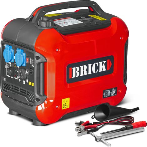 Brick – Groupe électrogène inverter silencieux 1880W – 2 prises 230V – Moteur 4 temps 79.7cc – Autonomie 5H – Arrêt automatique surcharge