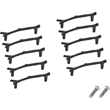 Lot de 10 boutons de tiroir vintage en alliage de zinc pour armoire, tiroir, maison de campagne, chalet(96mm,noir) (1/5)