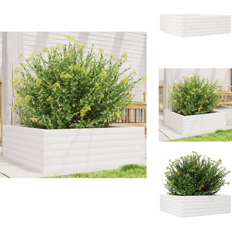Jardinière blanc 70x70x23 cm bois de pin massif - Jardinierè En Bois - Pot De Fleurs Extérieur - Jardinière Blanche - Jardinière Design - Pot De Culture (1/5)