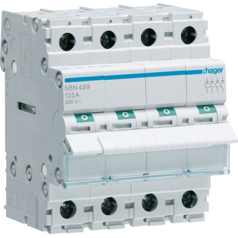 Hager 4-poliger 125A-Trennschalter 4 Module SBN499