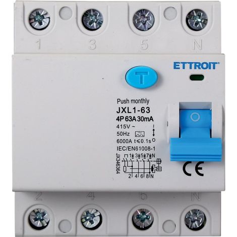 ETTROIT JX346364 Interruttore Differenziale Puro 4P 63A 30mA 380V-6KA CLASSE A (1/4)
