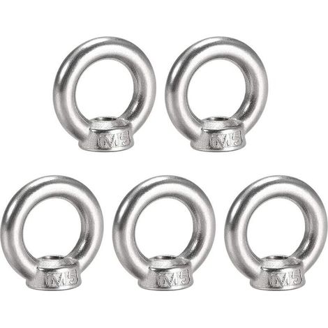 YMYNY Écrou à oeil de levage M5 filetage femelle en acier inoxydable 304 forme ronde pour raccord de corde paquet de 5 (1/4)