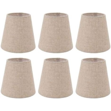 Lot de 6 abat-jours en lin pour ampoules E14 – Diamètre 14cm – Hauteur 13cm – Installation facile sur lampes et lustres (1/5)
