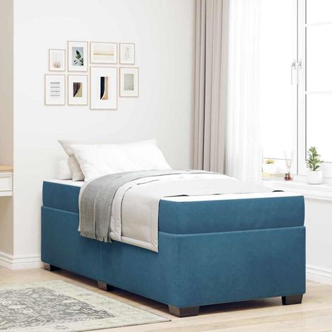 Bettgestell mit Matratze mit Matratze Blau 80 x 200 cm Samt vidaXL (1/5)