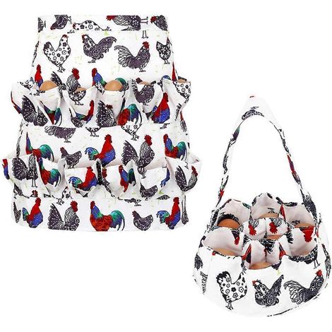 Tablier et panier pour la collecte des œufs, tablier à 12 poches profondes et panier à œufs à 7 poches profondes (1/4)