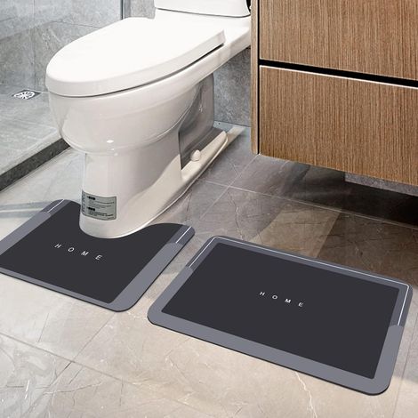 Lot de 2 Tapis de Bain Antidérapants, Tapis Salle de Bain Absorbant et Doux en Boue de Diatomées, Lavable en Machine, 1 Tapis de Bain et 1 Tapis WC pour Baignoire(40 x 60 cm + 40 x 50 cm) (1/5)