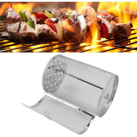 Cesta giratoria de acero inoxidable para parrilla, modelo A, para una cocción uniforme de frutos secos, frutas deshidratadas y cacahuetes. (1/5)