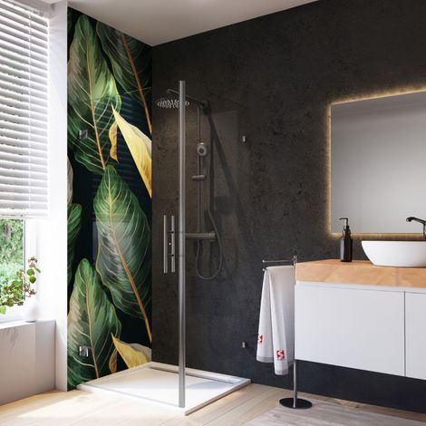 Schulte – Panneau mural de douche feuilles de bananier 100 x 255 cm – Épaisseur 3 mm – Surface hydrofuge – Installation facile sur faïence